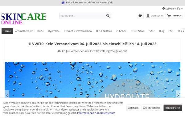 Vorschau von www.skincareonline.de, skincareonline