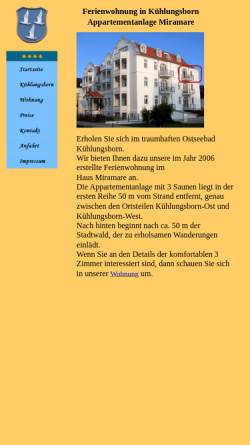 Vorschau der mobilen Webseite www.kuehlungsborn-miramare.de, Appartementhaus Miramare