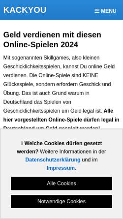 Vorschau der mobilen Webseite kackyou.de, kackyou.de