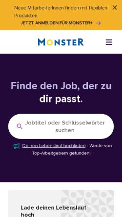 Vorschau der mobilen Webseite www.monster.de, Jobs.de - Lokale Jobsuche