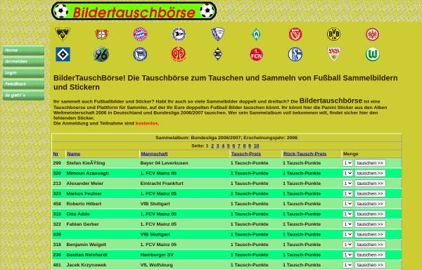 Vorschau von www.bildertauschboerse.com, Bildertauschbörse für Panini Fußballbilder