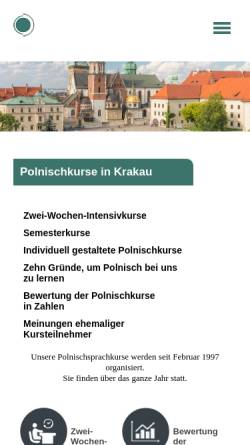 Vorschau der mobilen Webseite www.polnischkurse.org, Polnischkurse in Krakau