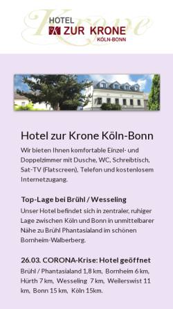 Vorschau der mobilen Webseite www.gasthof-zur-krone.net, Hotel Gasthof zur Krone bei Brühl Phantasialand / Köln