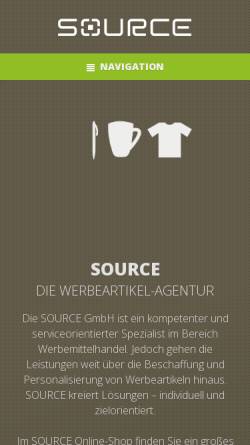 Vorschau der mobilen Webseite www.source-shop.de, Source Shop