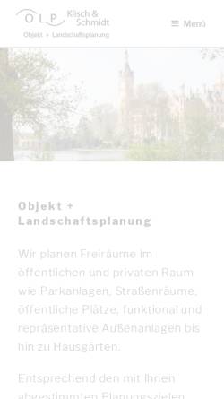 Vorschau der mobilen Webseite olp-landschaftsarchitekten.de, OBJEKT + LANDSCHAFTSPLANUNG Klisch & Schmidt GbR