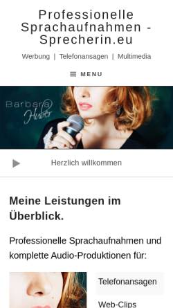 Vorschau der mobilen Webseite www.sprecherin.eu, Barbara Huber - Sprecherin 