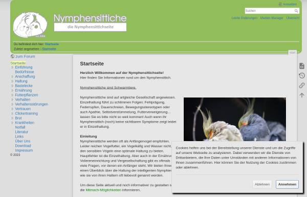 Vorschau von www.nymphensittichseite.de, Nymphensittich Seite