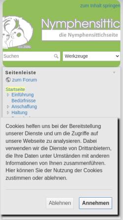 Vorschau der mobilen Webseite www.nymphensittichseite.de, Nymphensittich Seite