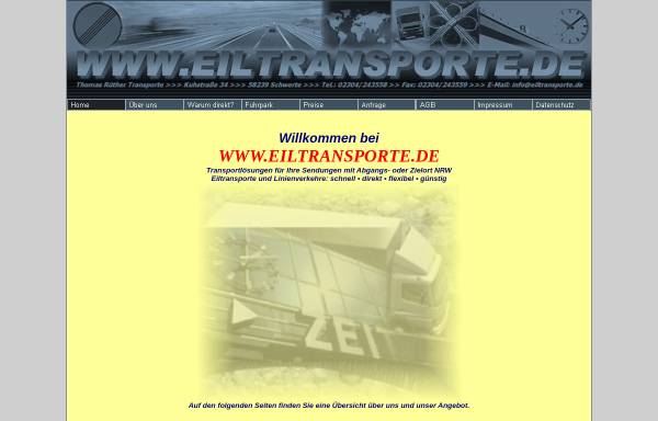 Vorschau von www.eiltransporte.de, Eiltransporte.de - Thomas Rüther - Transporte in Schwerte