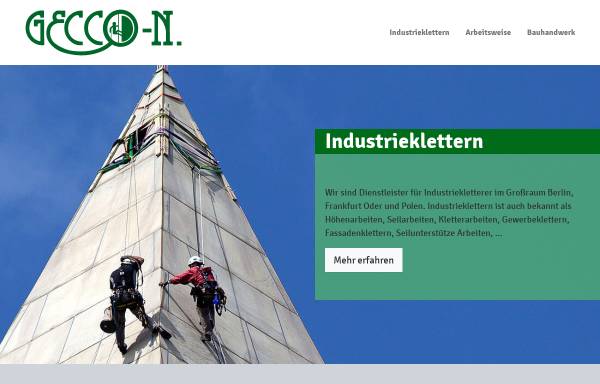Vorschau von www.wandhoch.de, GECCO-N Industrieklettern - gerüstlose Arbeiten in großer Höhe