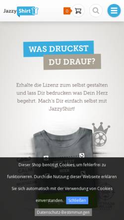 Vorschau der mobilen Webseite www.jazzyshirt.de, JazzyShirt