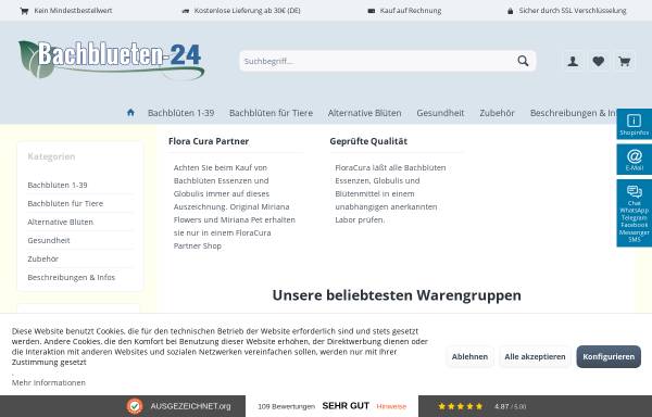 Vorschau von www.bachblueten-24.de, Bachblüten Shop - Essenzen und Globuli