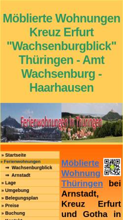 Vorschau der mobilen Webseite www.fewo-haarhausen.de, Ferienwohnung in Thüringen am Fuße der Wachsenburg