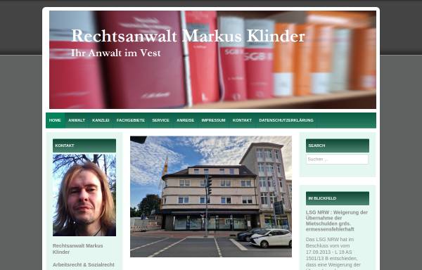 Vorschau von www.ra-klinder.de, Rechtsanwaltskanzlei Klinder in Marl/Westf.