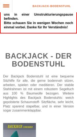 Vorschau der mobilen Webseite backjack-bodenstuhl.de, Backjack - Der einzigartige Bodenstuhl
