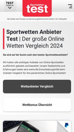 Vorschau der mobilen Webseite www.wettportal.com, Wettportal.com - Alles über Sportwetten