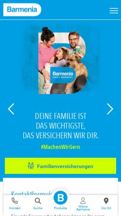 Vorschau der mobilen Webseite www.barmenia.de, Private Versicherungen Barmenia