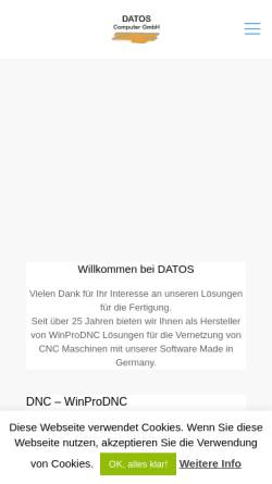 Vorschau der mobilen Webseite www.datos-gmbh.de, DATOS Computer GmbH - DNC und Werkzeugverwaltung