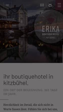Vorschau der mobilen Webseite www.erika-kitz.at, Gartenhotel Erika in Kitzbühel