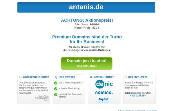 Vorschau von www.antanis.de, Antanis.de - Das Portal für Online Spiele und Browserspiele