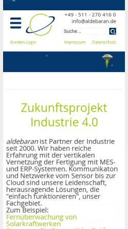 Vorschau der mobilen Webseite www.aldebaran.de, aldebaran Programmierung & IT-Lösungen GmbH