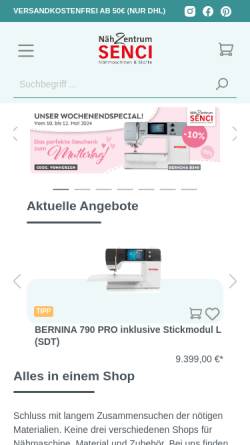 Vorschau der mobilen Webseite www.kurzwaren-senci.de, Kurzwaren - Shop - Senci