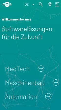 Vorschau der mobilen Webseite mcs.ch, MCS Software AG