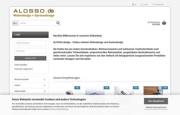 Vorschau von www.alosso.de, Alosso.design - Zeitlos schöne Dinge für Wohnung und Garten