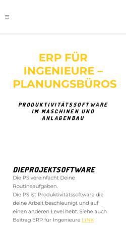 Vorschau der mobilen Webseite www.dieprojektsoftware.de, Die Projektsoftware by PS Projektsoftware