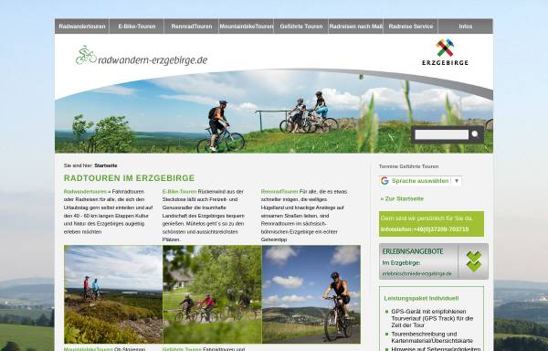 Vorschau von www.radwandern-erzgebirge.de, Radwandern ohne Gepäck im Erzgebirge