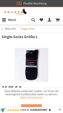 Vorschau der mobilen Webseite www.sockenshoppen.de, SingleSocks Socken Shop