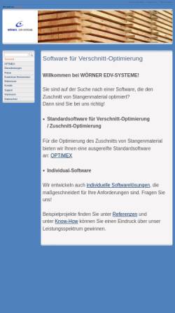 Vorschau der mobilen Webseite www.verschnittoptimierung.com, Wörner EDV-Systeme, Inh. Dipl.-Inf. Joachim Wörner