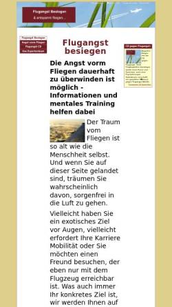 Vorschau der mobilen Webseite www.flugangst-besiegen.de, Flugangst besiegen – CD gegen Flugangst