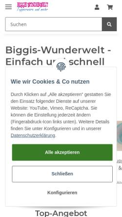 Vorschau der mobilen Webseite www.biggis-wunderwelt.de, Biggis Wunderwelt