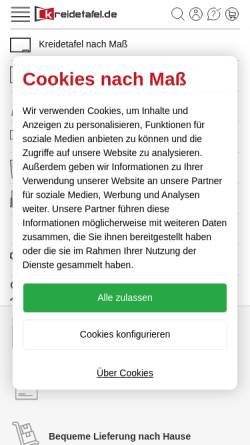 Vorschau der mobilen Webseite kreidetafel.de, Kreidetafel.de - Gastronomie-, Büro-, Künstler- und Schulbedarf