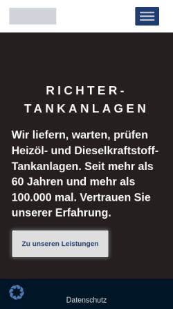 Vorschau der mobilen Webseite www.tankanlagen.com, Wolfgang Richter GmbH - Tankanlagen aus Duisburg