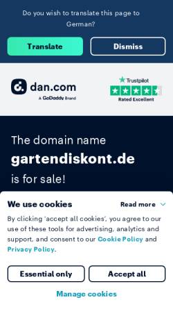 Vorschau der mobilen Webseite www.gartendiskont.de, Gartendiskont.de - damit Ihnen mehr Zeit für das Wesentliche bleibt