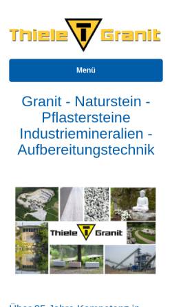 Vorschau der mobilen Webseite www.thiele-granit.de, Thiele Granit