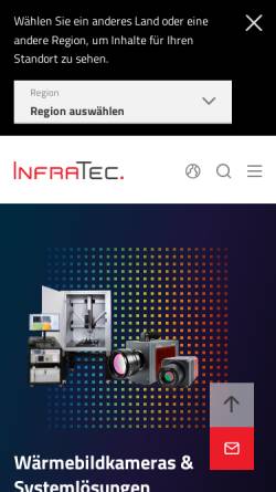Vorschau der mobilen Webseite www.infratec.de, InfraTec - Thermografie und Wärmebildkamera
