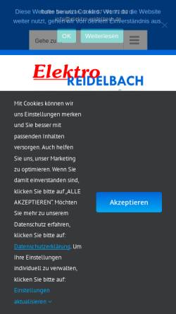Vorschau der mobilen Webseite www.elektro-reidelbach.de, Elektro Reidelbach