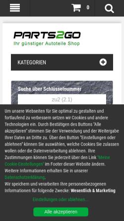 Vorschau der mobilen Webseite www.parts2go.de, Parts2Go