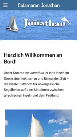 Vorschau der mobilen Webseite www.catamaranjonathan.de, Catamaran Jonathan - Mitsegeln in der Ägäis, Griechenland und Türkei