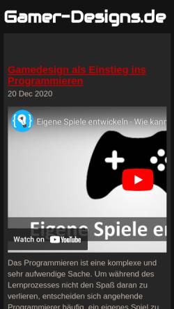 Vorschau der mobilen Webseite www.gamer-designs.de, Gamer-Designs
