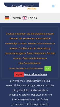 Vorschau der mobilen Webseite www.anwaltskanzlei-online.de, Kramer und Partner - Rechtsanwalt aus Hamburg