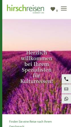 Vorschau der mobilen Webseite www.hirschreisen.de, Hirsch-Reisen GmbH