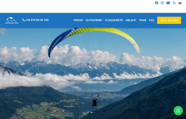 Vorschau von www.gleitschirmfliegen-tirol.at, Gleitschirmfliegen in Tirol