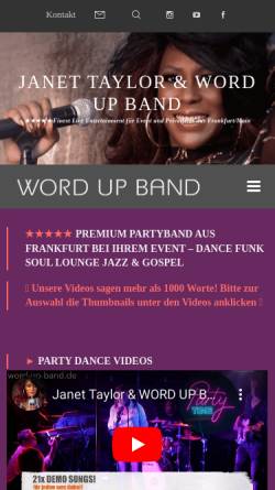 Vorschau der mobilen Webseite www.word-up-music.de, Gail Duncan & WORD UP SOULBAND