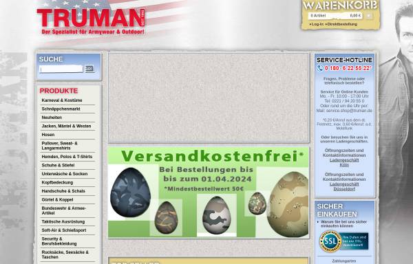 Vorschau von www.truman.de, Truman Outdoorshop