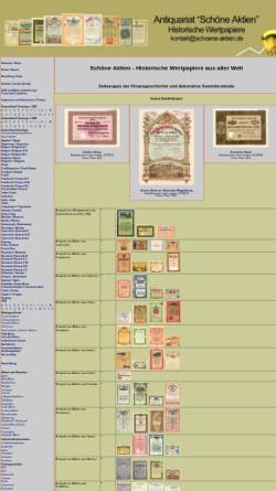 Vorschau der mobilen Webseite www.schoene-aktien.de, schoene-aktien.de - Antiquariat für alte historische Aktien und Wertpapiere