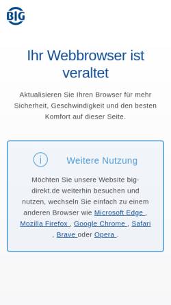 Vorschau der mobilen Webseite www.big-direkt.de, Krankenzusatzversicherung von BIG direkt